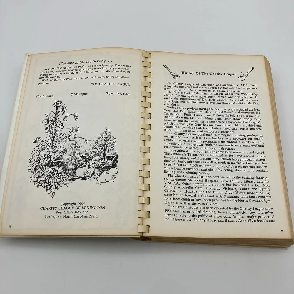 Vtg. 86 Lexington NC Charity League Cookbook Taste of the Town Recipes Americana